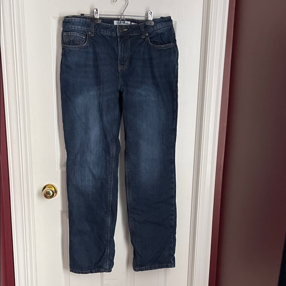 Stylish Men's Fleece Lined Straight Jeans - Dark Blue